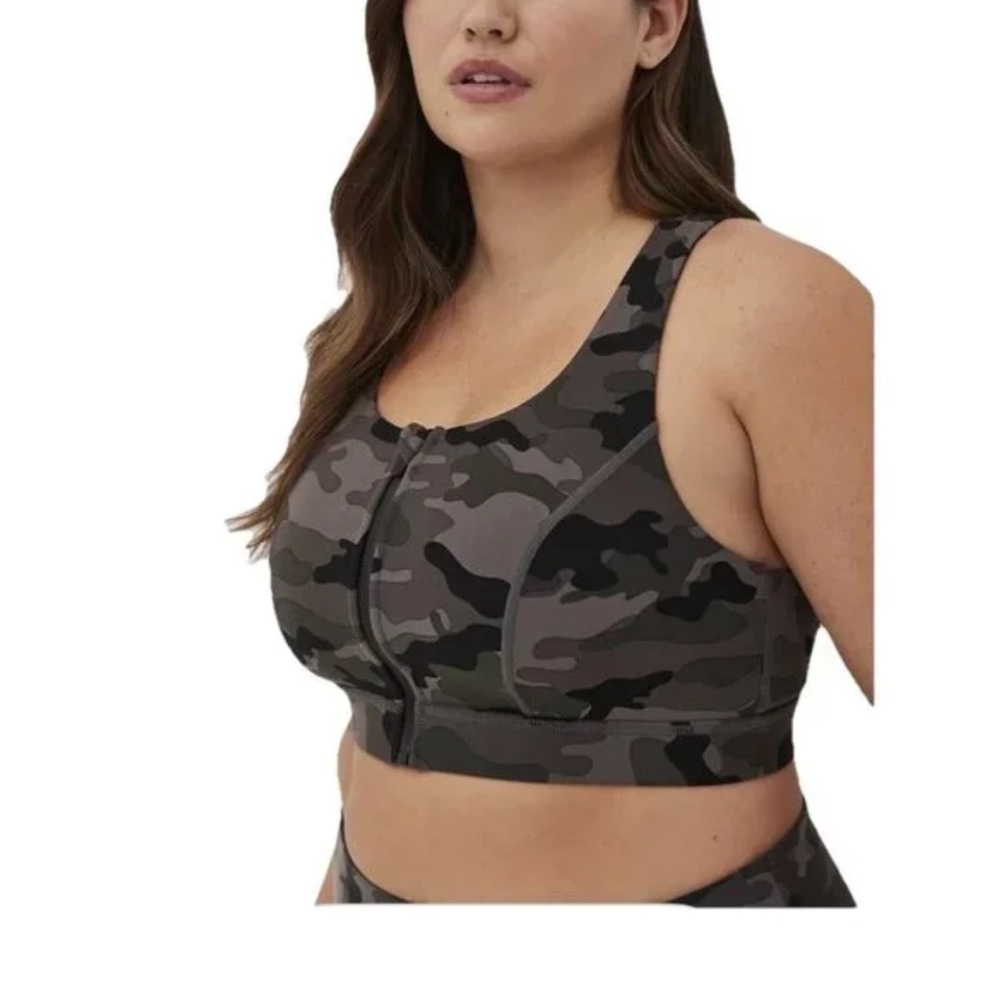 Torrid NWT Happy Camper Zip Front Strappy Sports Bra Size 4X - Picture 2 of 6